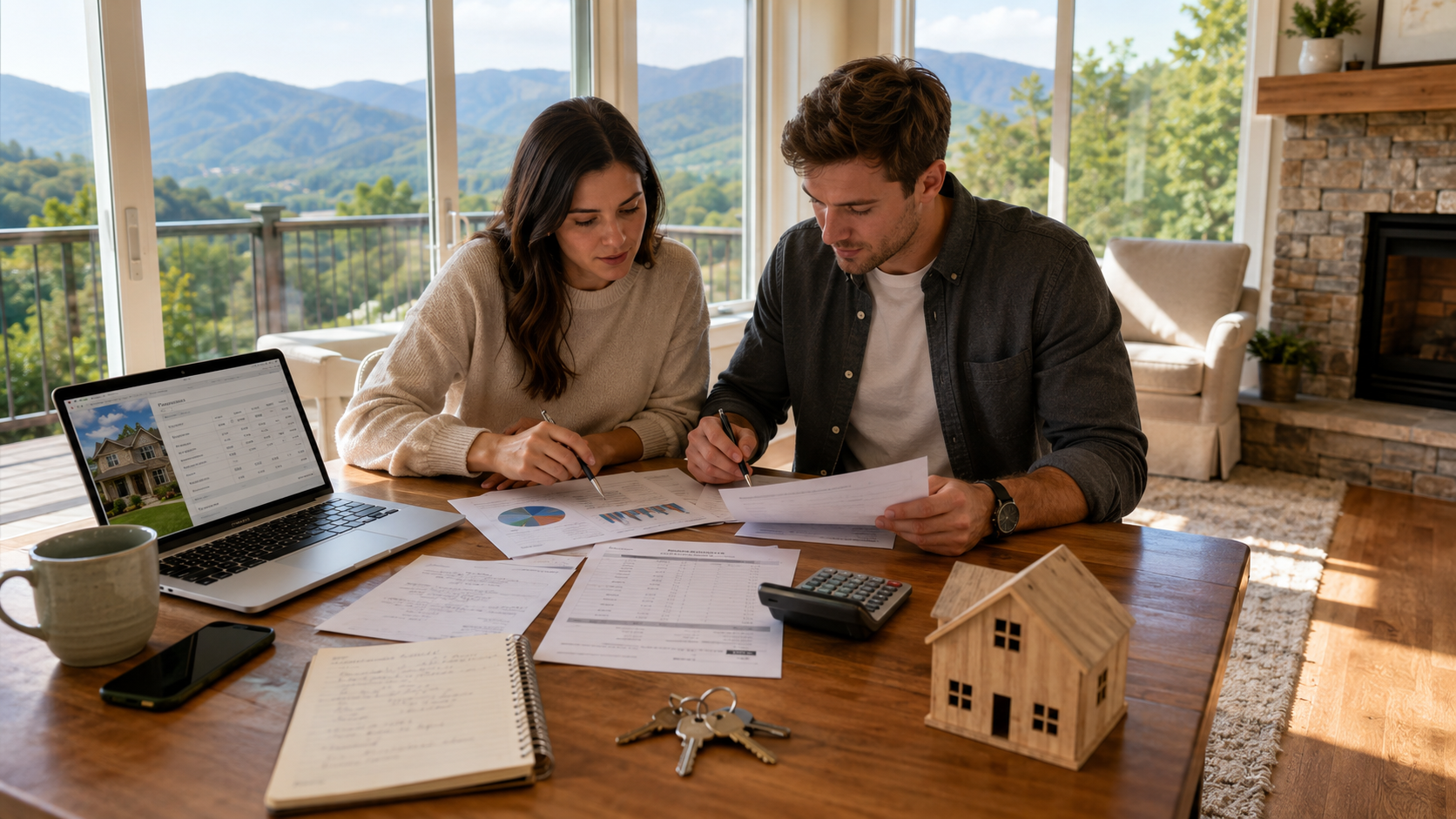 Homebuyers calculating the true monthly cost of homeownership in Asheville, NC