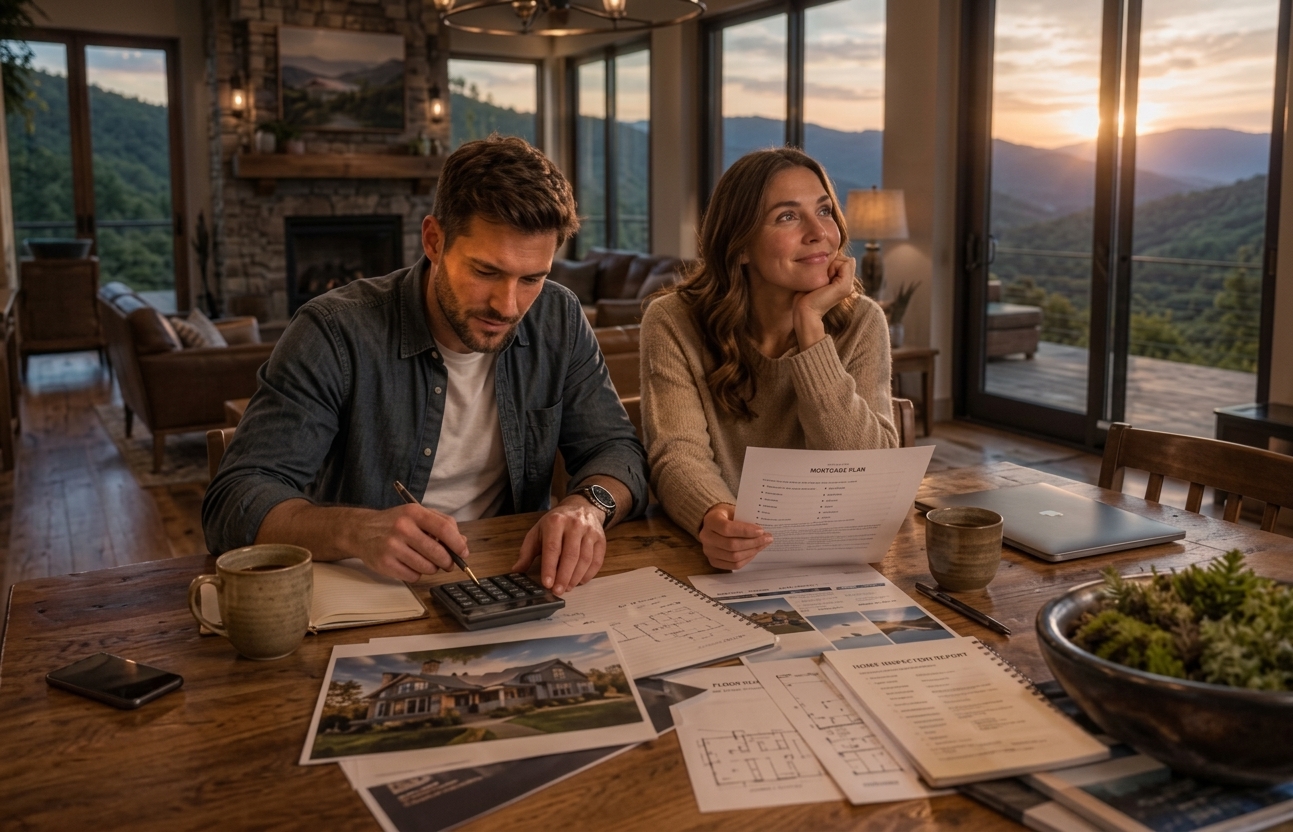 Couple in Hendersonville home balancing emotional attachment with financial decision-making during a house showing